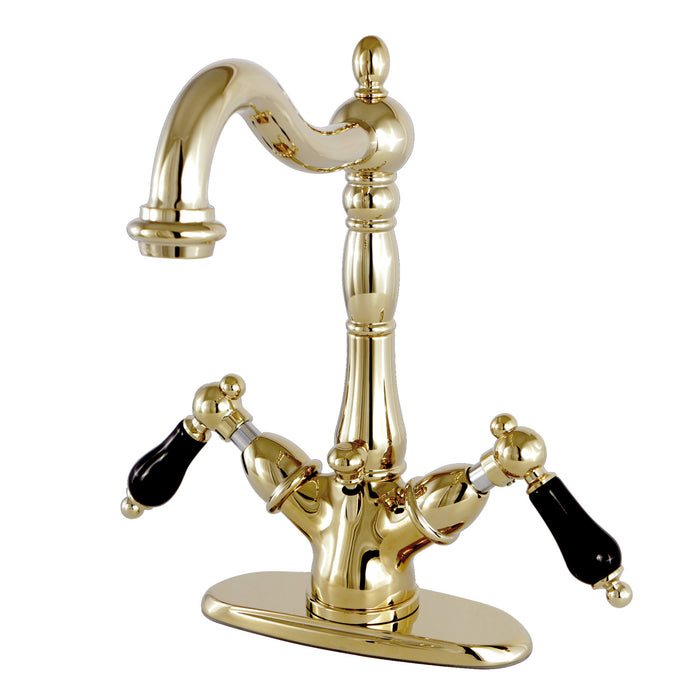 Duchess KS1432PKL Double-Handle 1-or-3 Hole Deck Mount 4-Inch Centerset Bathroom Faucet with Brass Pop-Up, Polished Brass