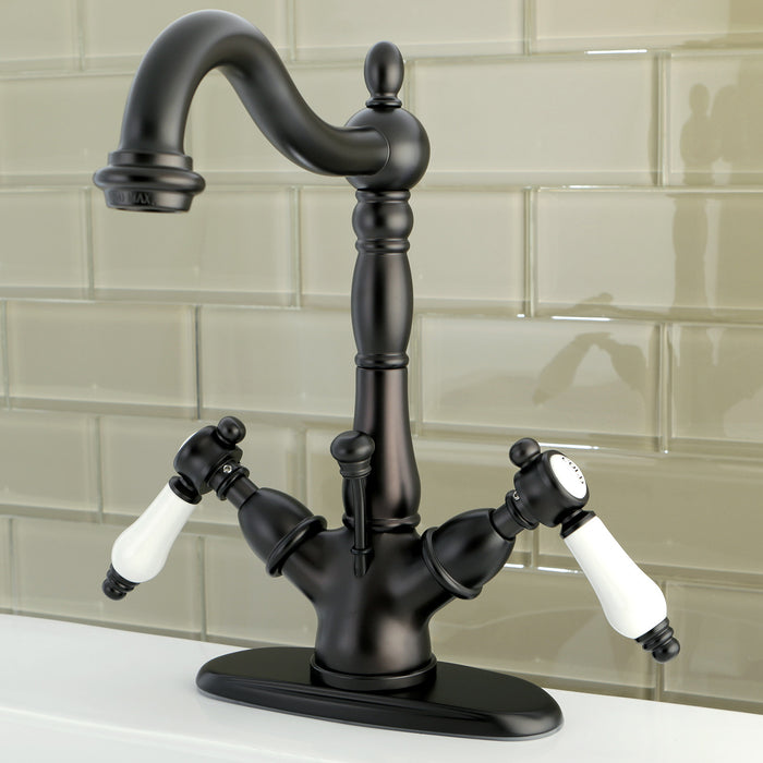 Bel-Air KS1435BPL Double-Handle 1-or-3 Hole Deck Mount 4-Inch Centerset Bathroom Faucet with Brass Pop-Up, Oil Rubbed Bronze