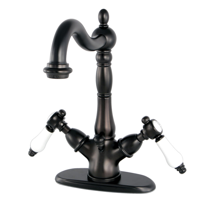 Bel-Air KS1435BPL Double-Handle 1-or-3 Hole Deck Mount 4-Inch Centerset Bathroom Faucet with Brass Pop-Up, Oil Rubbed Bronze