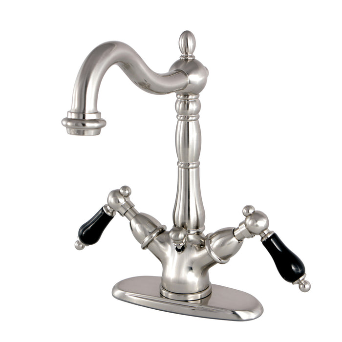 Duchess KS1438PKL Double-Handle 1-or-3 Hole Deck Mount 4-Inch Centerset Bathroom Faucet with Brass Pop-Up, Brushed Nickel