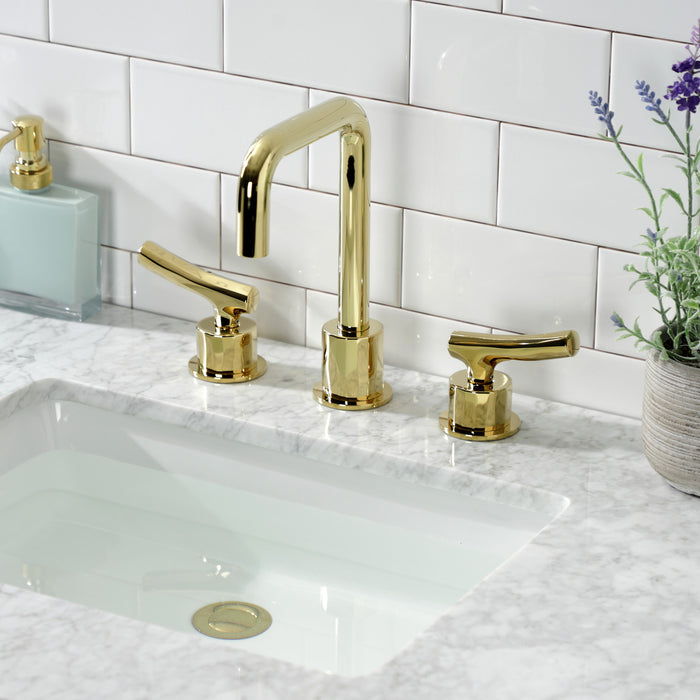 Hallerbos KS1452TKL Two-Handle 3-Hole Deck Mount Widespread Bathroom Faucet with Push Pop-Up Drain, Polished Brass