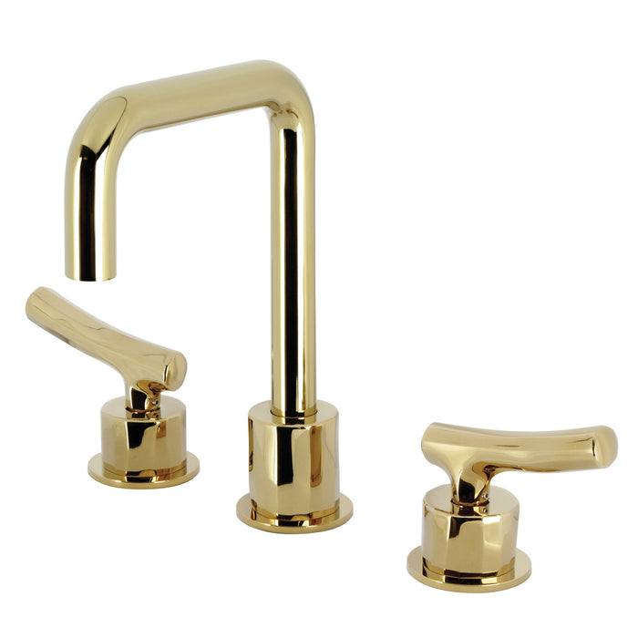 Hallerbos KS1452TKL Two-Handle 3-Hole Deck Mount Widespread Bathroom Faucet with Push Pop-Up Drain, Polished Brass