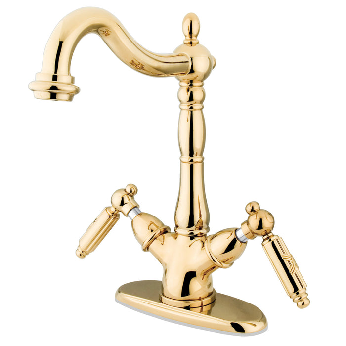 Heritage KS1492GL Two-Handle 1-or-3 Hole Deck Mount Vessel Faucet, Polished Brass