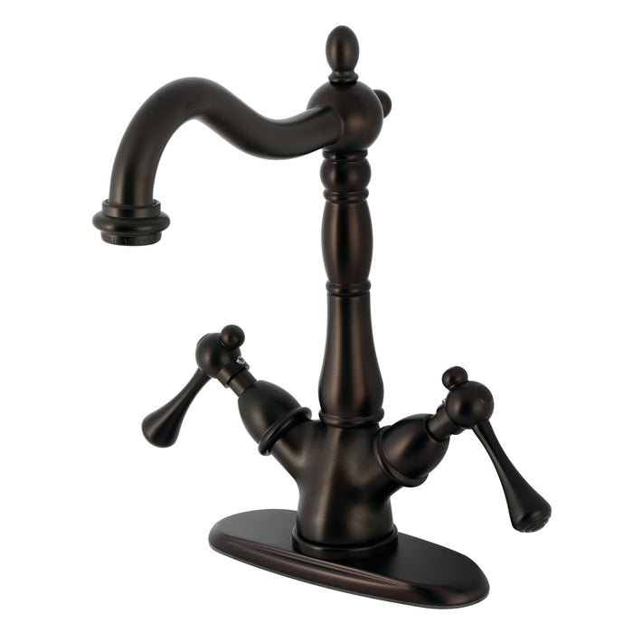 Heritage KS1495BL Two-Handle 1-or-3 Hole Deck Mount Vessel Faucet, Oil Rubbed Bronze