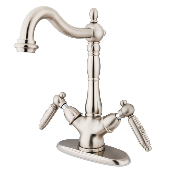 Heritage KS1498GL Two-Handle 1-or-3 Hole Deck Mount Vessel Faucet, Brushed Nickel