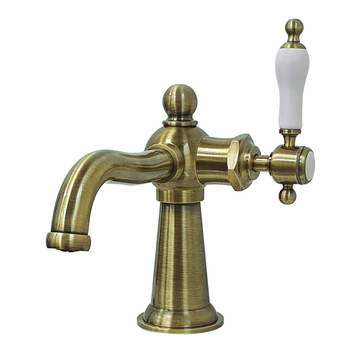 Nautical KS154KLAB One-Handle 1-Hole Bathroom Faucet with Push Pop-Up Drain, Antique Brass