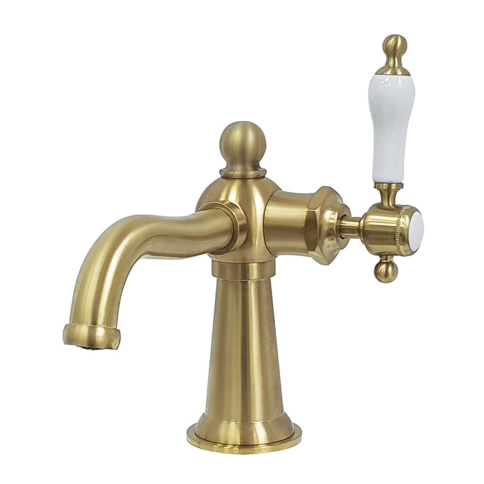 Nautical KS154KLBB One-Handle 1-Hole Bathroom Faucet with Push Pop-Up Drain, Brushed Brass