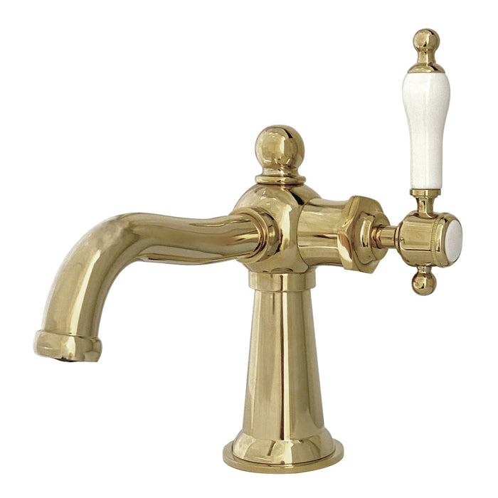 Nautical KS154KLPB One-Handle 1-Hole Bathroom Faucet with Push Pop-Up Drain, Polished Brass