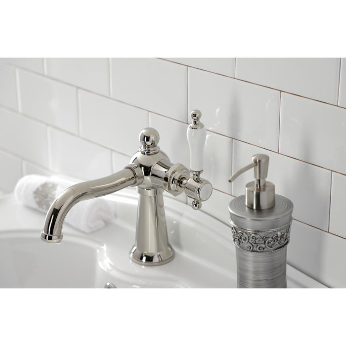 Nautical KS154KLPN One-Handle 1-Hole Bathroom Faucet with Push Pop-Up Drain, Polished Nickel