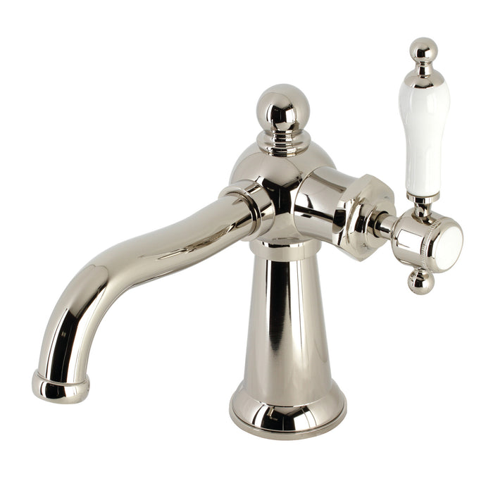 Nautical KS154KLPN One-Handle 1-Hole Bathroom Faucet with Push Pop-Up Drain, Polished Nickel