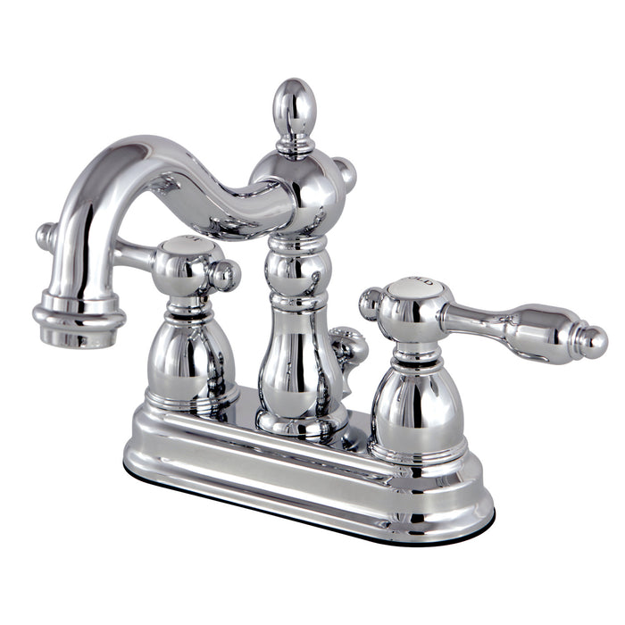 Tudor KS1601TAL Double-Handle 3-Hole Deck Mount 4-Inch Centerset Bathroom Faucet with Brass Pop-Up, Polished Chrome