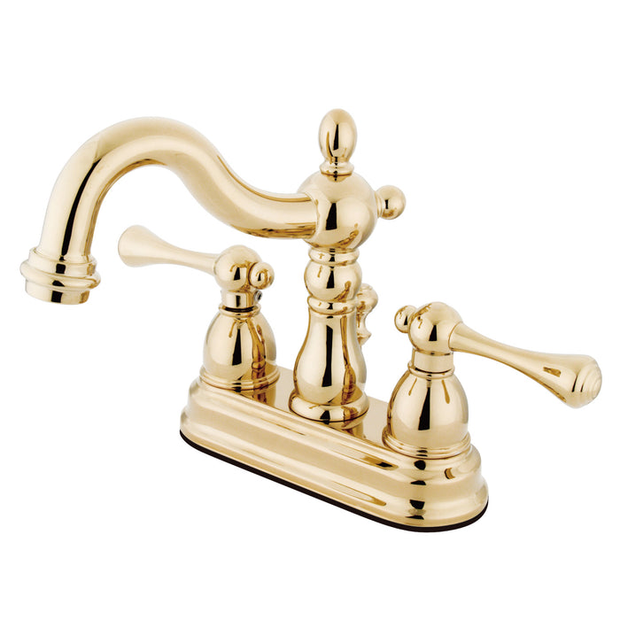 Heritage KS1602BL Double-Handle 3-Hole Deck Mount 4-Inch Centerset Bathroom Faucet with Brass Pop-Up, Polished Brass