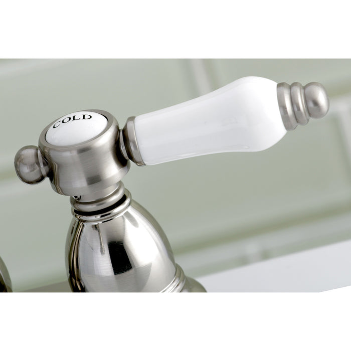 Bel-Air KS1608BPL Double-Handle 3-Hole Deck Mount 4-Inch Centerset Bathroom Faucet with Brass Pop-Up, Brushed Nickel