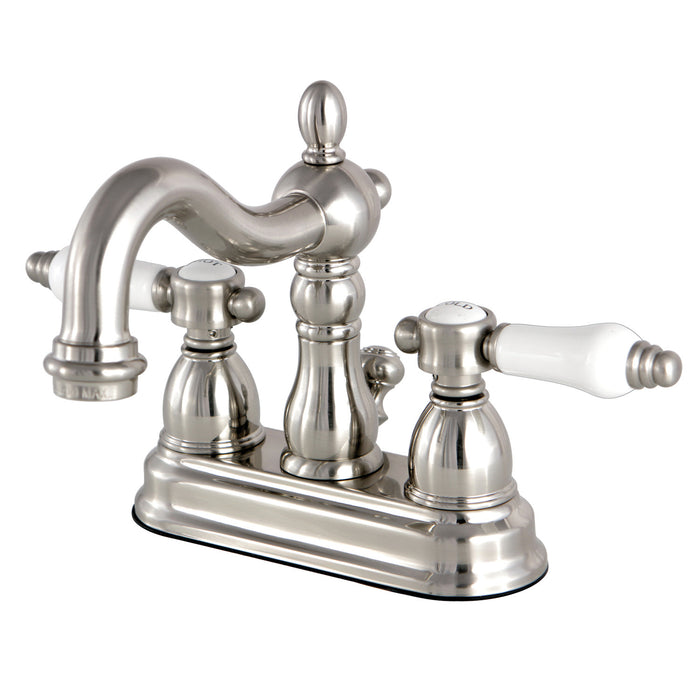 Bel-Air KS1608BPL Double-Handle 3-Hole Deck Mount 4-Inch Centerset Bathroom Faucet with Brass Pop-Up, Brushed Nickel