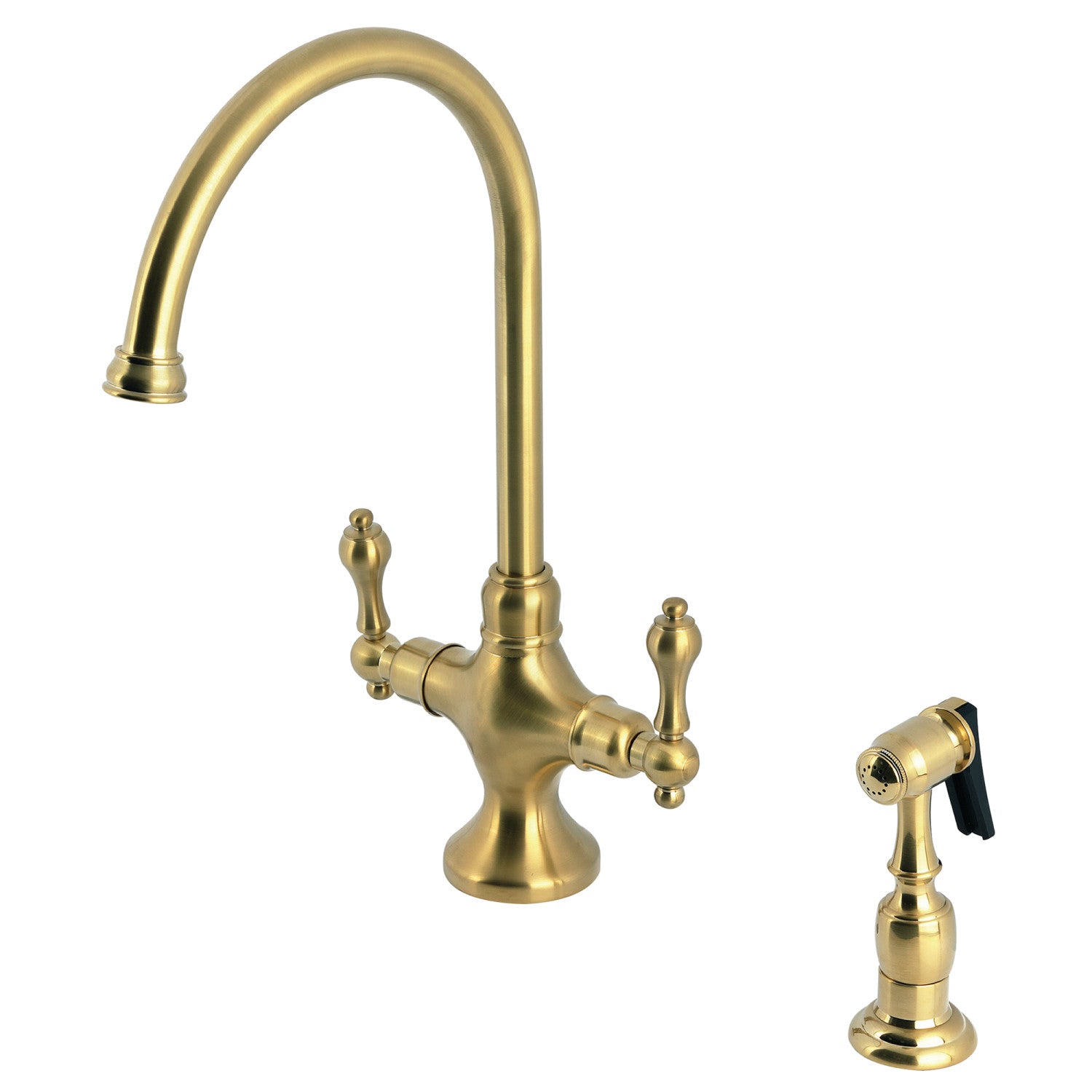 Kingston Brass Vintage KS1767ALBS Two-Handle 2-Hole Deck Mount Kitchen ...