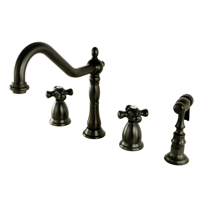 Duchess KS1795PKXBS Two-Handle 4-Hole Deck Mount Widespread Kitchen Faucet with Brass Sprayer, Oil Rubbed Bronze