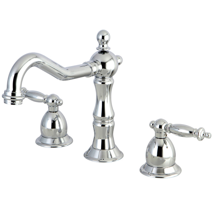 Heritage KS1971TL Two-Handle 3-Hole Deck Mount Widespread Bathroom Faucet with Brass Pop-Up Drain, Polished Chrome