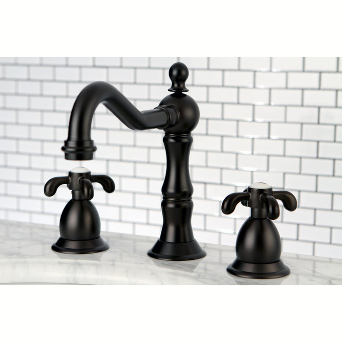 French Country KS1975TX Two-Handle 3-Hole Deck Mount Widespread Bathroom Faucet with Brass Pop-Up Drain, Oil Rubbed Bronze