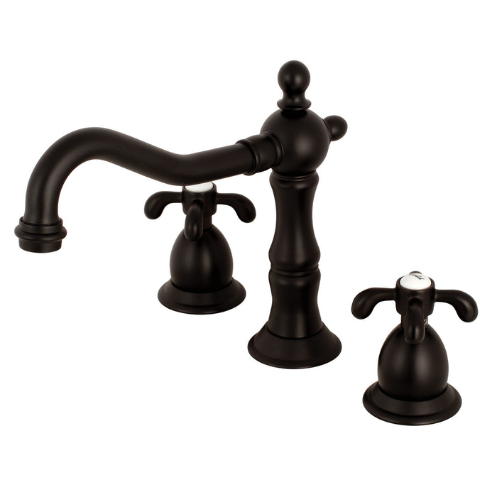 French Country KS1975TX Two-Handle 3-Hole Deck Mount Widespread Bathroom Faucet with Brass Pop-Up Drain, Oil Rubbed Bronze