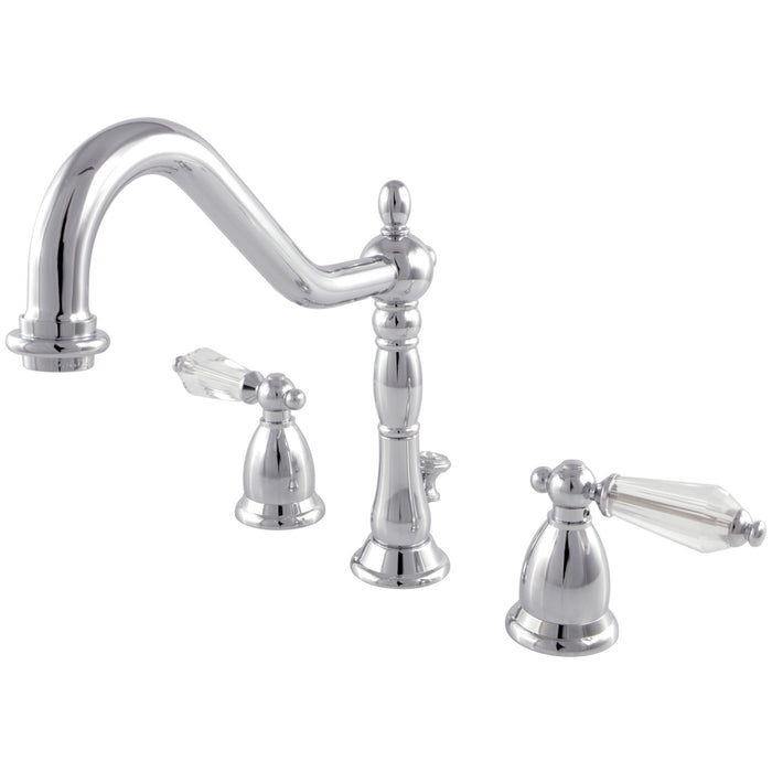 Wilshire KS1991WLL Two-Handle 3-Hole Deck Mount Widespread Bathroom Faucet with Brass Pop-Up Drain, Polished Chrome