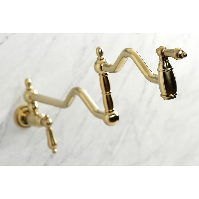 Heritage KS2107AL Two-Handle Pot Filler, Brushed Brass