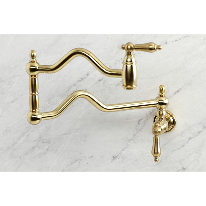 Heritage KS2107AL Two-Handle Pot Filler, Brushed Brass