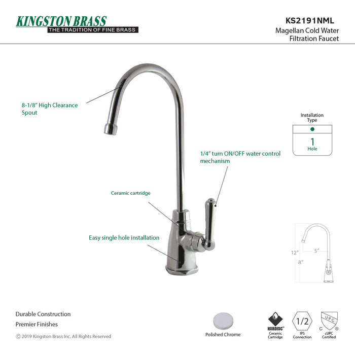 Magellan KS2191NML Single-Handle 1-Hole Deck Mount Water Filtration Faucet, Polished Chrome