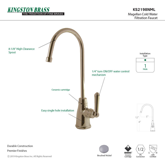 Magellan KS2198NML Single-Handle 1-Hole Deck Mount Water Filtration Faucet, Brushed Nickel