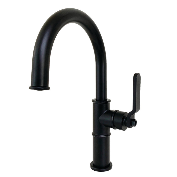 Whitaker KS2230KL One-Handle 1-Hole Bathroom Faucet with Push Pop-Up Drain, Matte Black