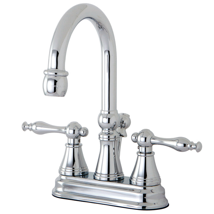 Naples KS2611NL Double-Handle 3-Hole Deck Mount 4-Inch Centerset Bathroom Faucet with Brass Pop-Up, Polished Chrome