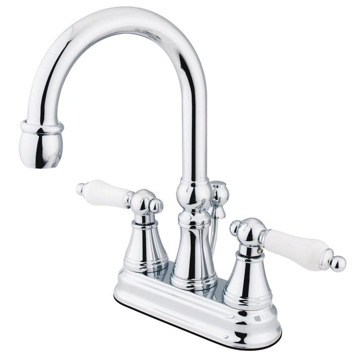 Governor KS2611PL Double-Handle 3-Hole Deck Mount 4-Inch Centerset Bathroom Faucet with Brass Pop-Up, Polished Chrome