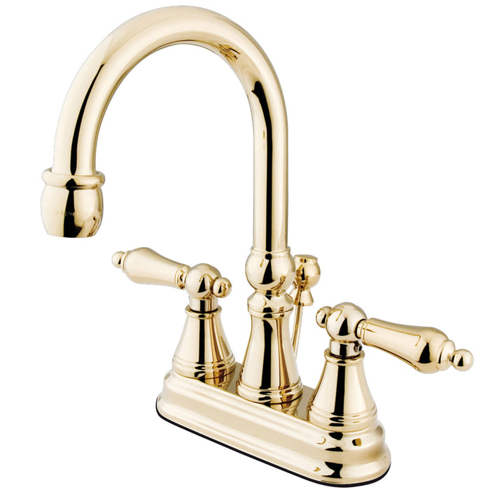 Governor KS2612AL Double-Handle 3-Hole Deck Mount 4-Inch Centerset Bathroom Faucet with Brass Pop-Up, Polished Brass