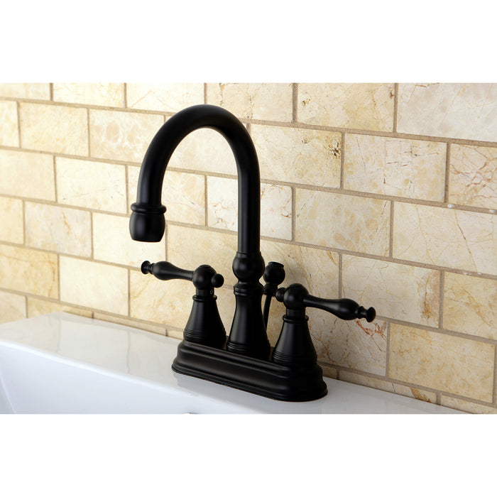 Naples KS2615NL Double-Handle 3-Hole Deck Mount 4-Inch Centerset Bathroom Faucet with Brass Pop-Up, Oil Rubbed Bronze