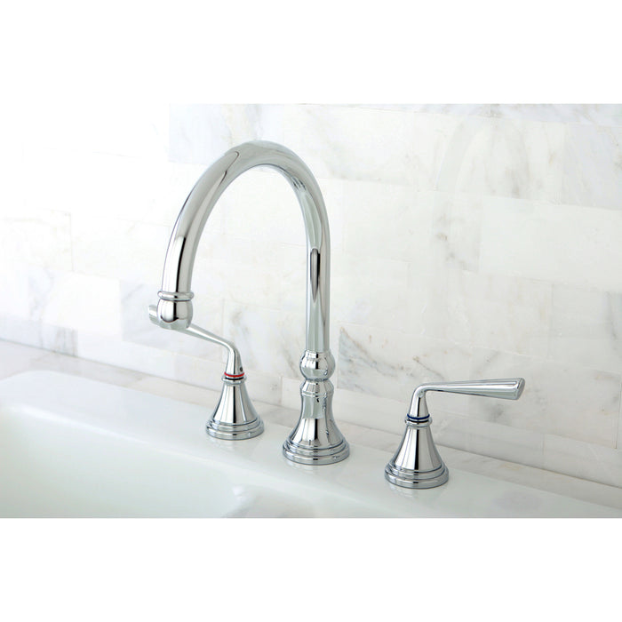 Silver Sage KS2791ZLLS Two-Handle 3-Hole Deck Mount Widespread Kitchen Faucet, Polished Chrome