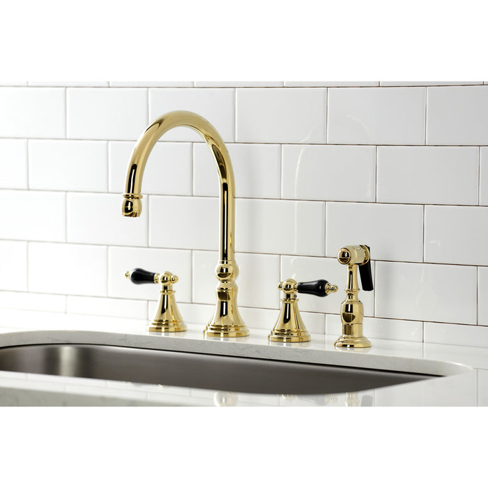 Duchess KS2792PKLBS Widespread Kitchen Faucet with Brass Sprayer, Polished Brass