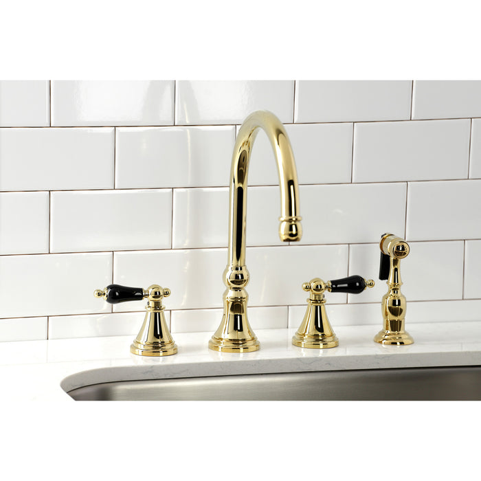 Duchess KS2792PKLBS Widespread Kitchen Faucet with Brass Sprayer, Polished Brass