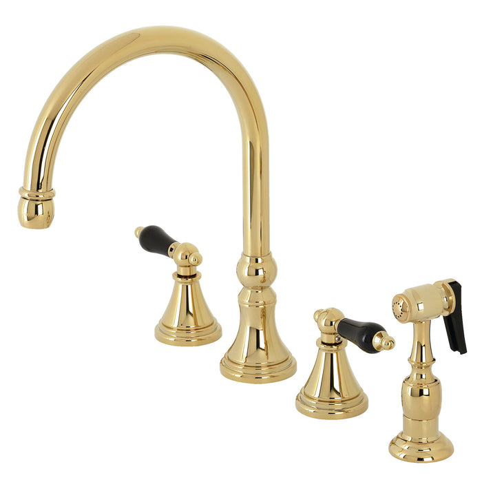 Duchess KS2792PKLBS Widespread Kitchen Faucet with Brass Sprayer, Polished Brass