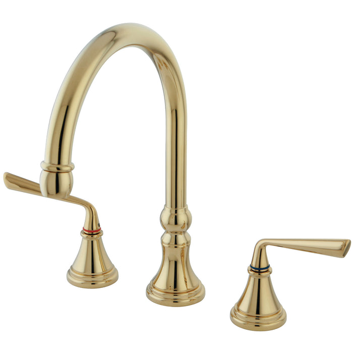 Silver Sage KS2792ZLLS Two-Handle 3-Hole Deck Mount Widespread Kitchen Faucet, Polished Brass