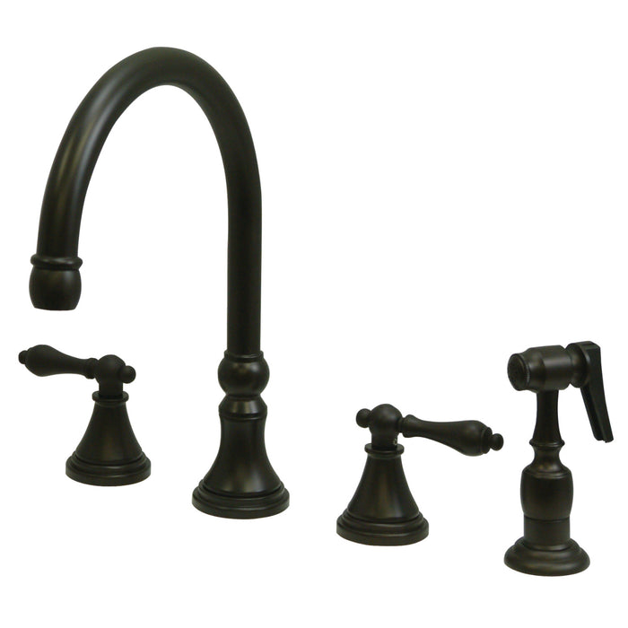 Governor KS2795ALBS Two-Handle 4-Hole Deck Mount Widespread Kitchen Faucet with Brass Sprayer, Oil Rubbed Bronze