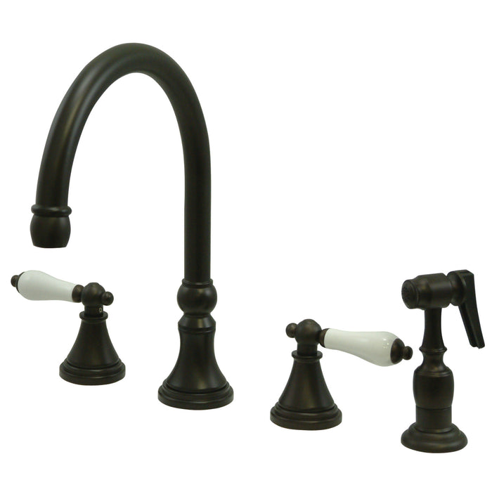 Governor KS2795PLBS Two-Handle 4-Hole Deck Mount Widespread Kitchen Faucet with Brass Sprayer, Oil Rubbed Bronze