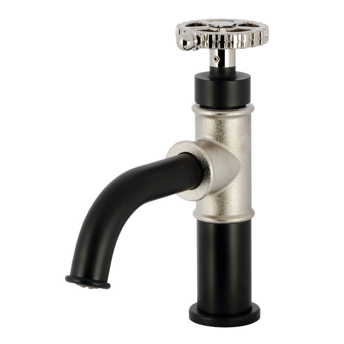 Fuller KS2826CG Single-Handle 1-Hole Deck Mount Bathroom Faucet with Push Pop-Up, Matte Black/Polished Nickel