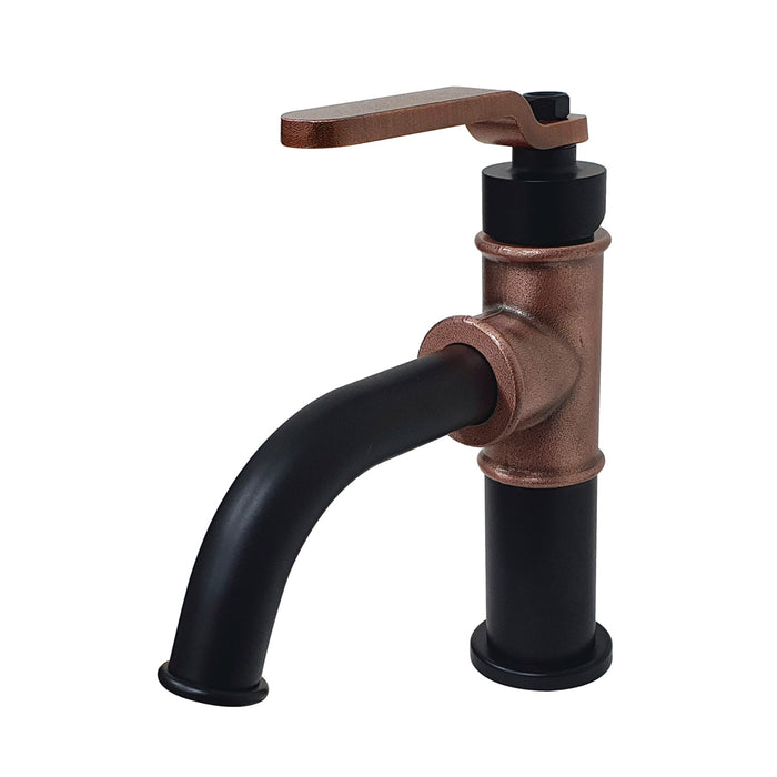 Whitaker KS282KLAC One-Handle 1-Hole Bathroom Faucet with Push Pop-Up Drain, Matte Black/Antique Copper