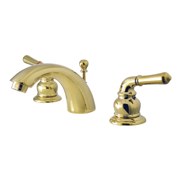 KS2952 Two-Handle 3-Hole Deck Mount Mini-Widespread Bathroom Faucet with Brass Pop-Up, Polished Brass