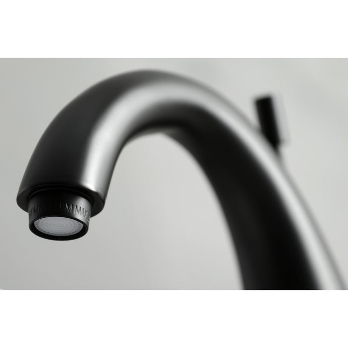 Concord KS2960DL Two-Handle 3-Hole Deck Mount Widespread Bathroom Faucet with Brass Pop-Up Drain, Matte Black