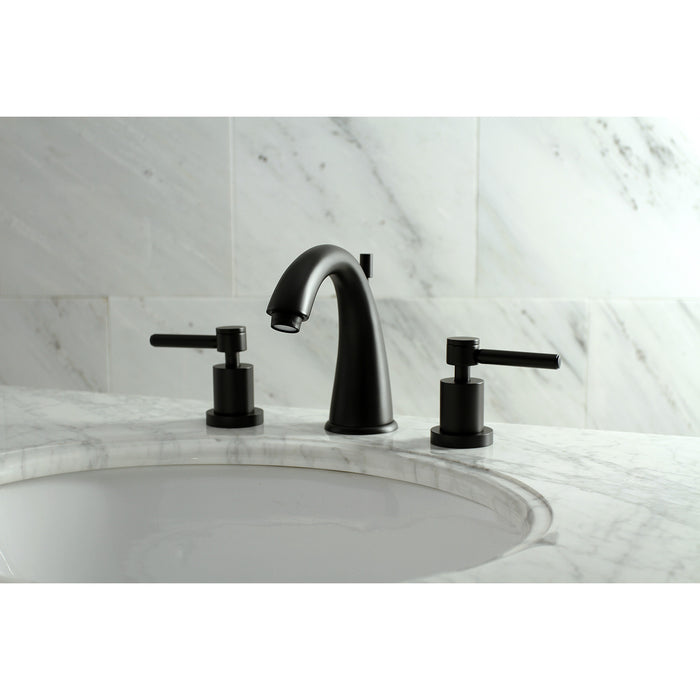 Concord KS2960DL Two-Handle 3-Hole Deck Mount Widespread Bathroom Faucet with Brass Pop-Up Drain, Matte Black