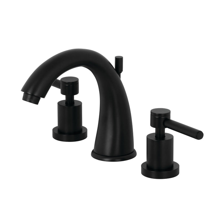 Concord KS2960DL Two-Handle 3-Hole Deck Mount Widespread Bathroom Faucet with Brass Pop-Up Drain, Matte Black