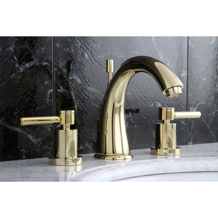 Concord KS2962DL Two-Handle 3-Hole Deck Mount Widespread Bathroom Faucet with Brass Pop-Up Drain, Polished Brass