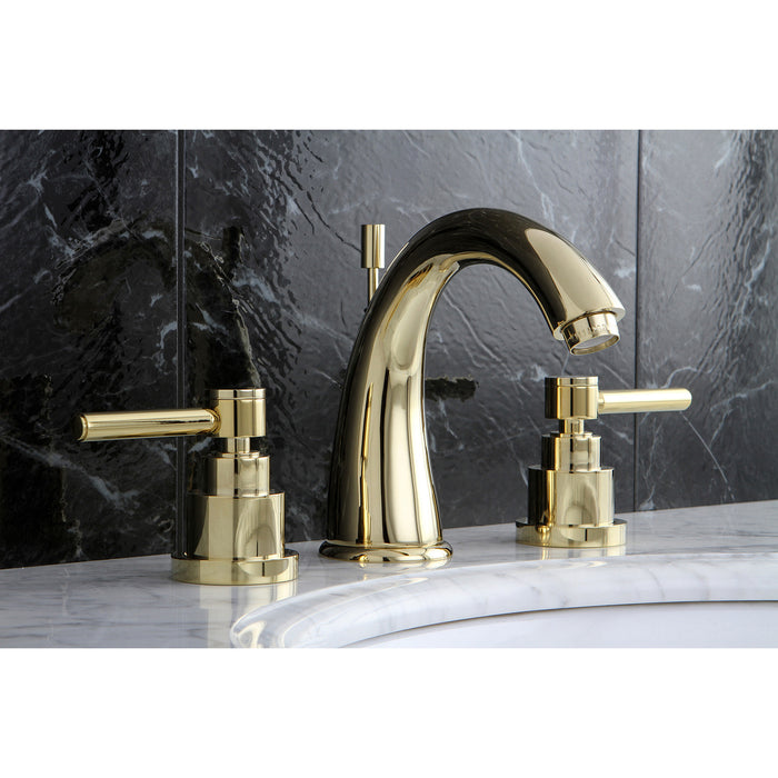 Elinvar KS2962EL Two-Handle 3-Hole Deck Mount Widespread Bathroom Faucet with Brass Pop-Up Drain, Polished Brass