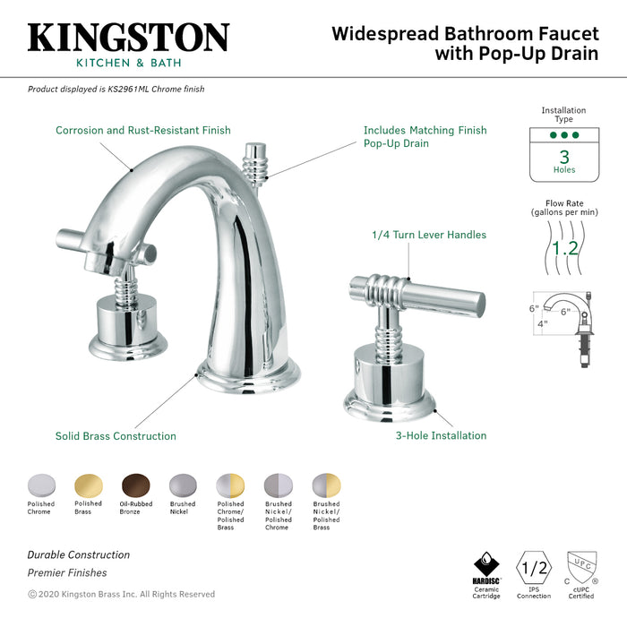 Milano KS2965ML Two-Handle 3-Hole Deck Mount Widespread Bathroom Faucet with Brass Pop-Up Drain, Oil Rubbed Bronze