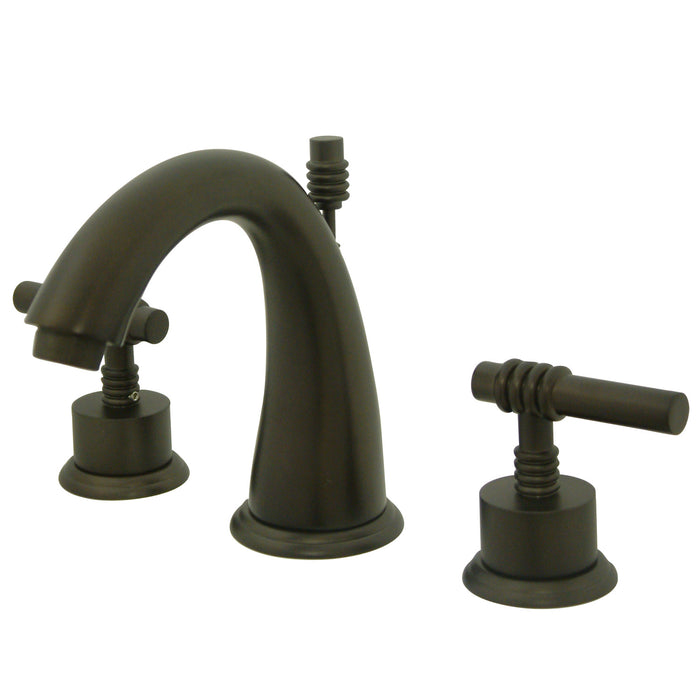 Milano KS2965ML Two-Handle 3-Hole Deck Mount Widespread Bathroom Faucet with Brass Pop-Up Drain, Oil Rubbed Bronze